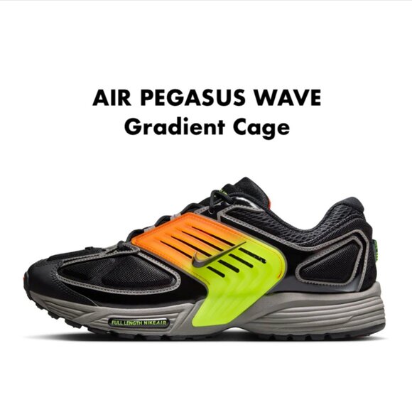 Nike Pegasus Wave Mens Running Training Gym Shoe Black Pewter Orange - Picture 1 of 11